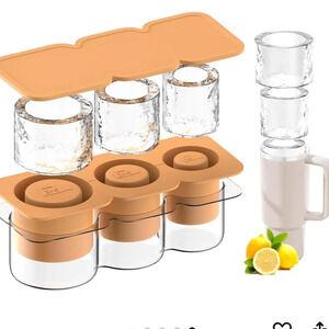 NIB Silicone Ice Cube Tray for Tumbler 30 to 40 oz With Bin and Lid For Freezer